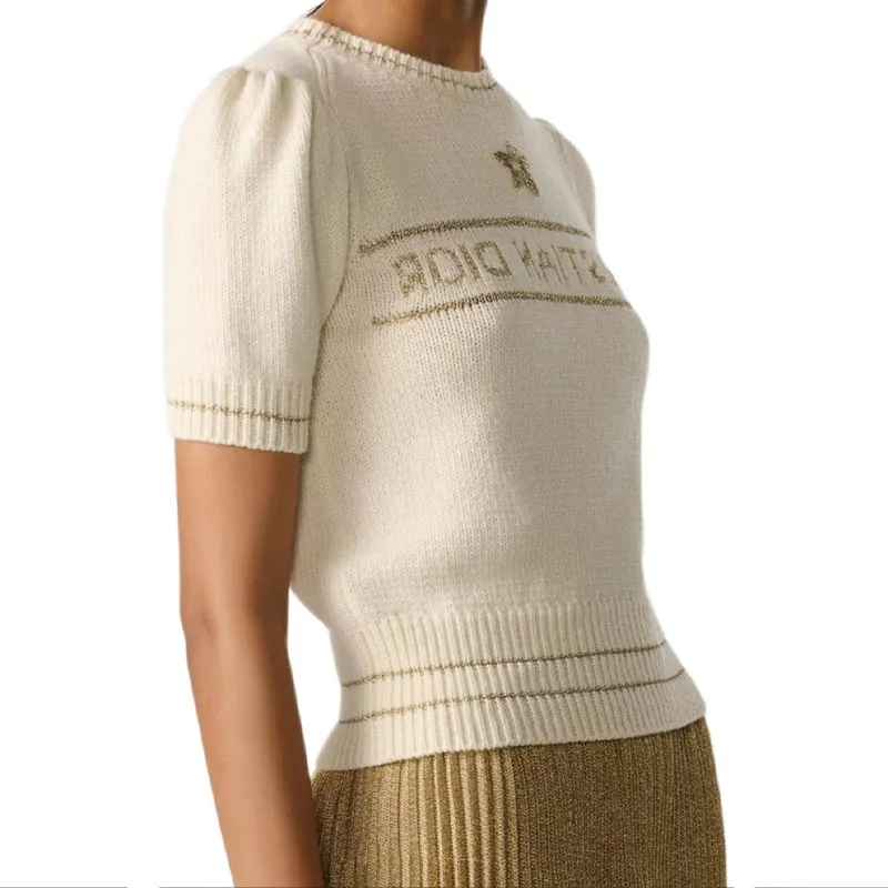 DIOR Logo Intarsia Short Sleeve Knit Sweater-3