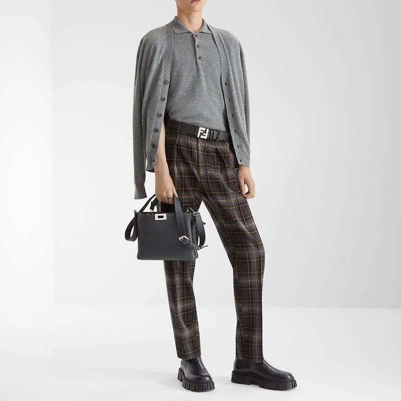FENDI Tartan Tapered Leg Trousers-3