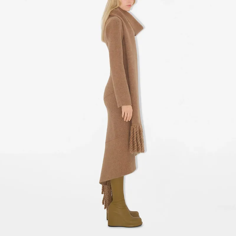 Burberry Wool Blend Scarf Dress 'Maple'-3