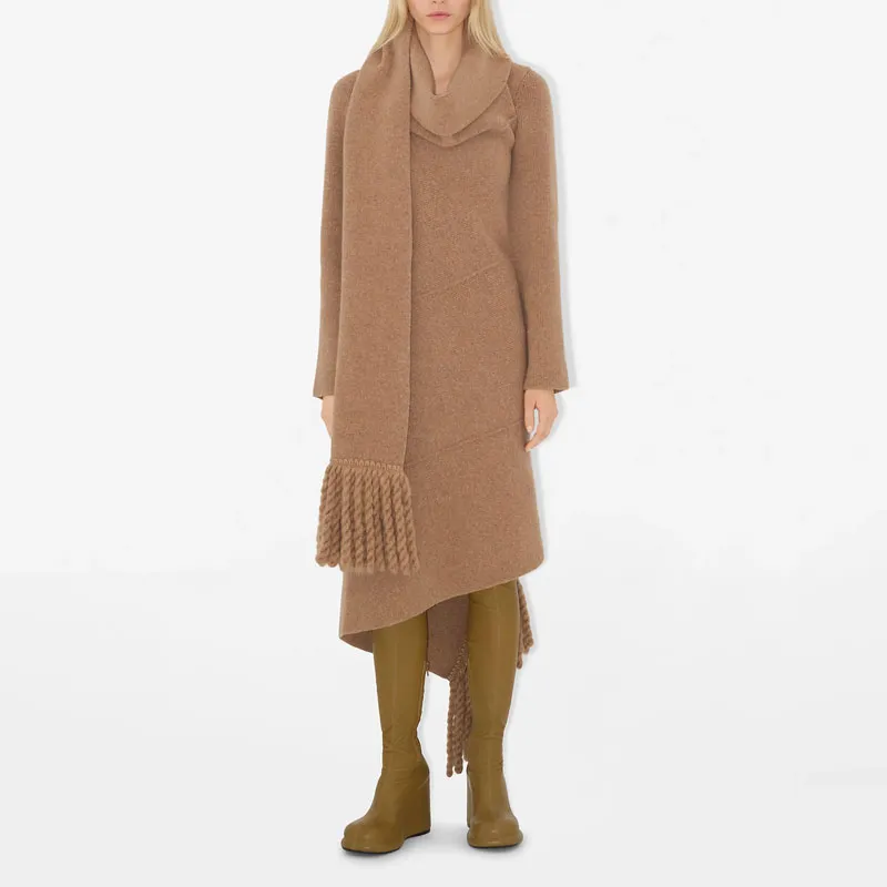 Burberry Wool Blend Scarf Dress 'Maple'-1
