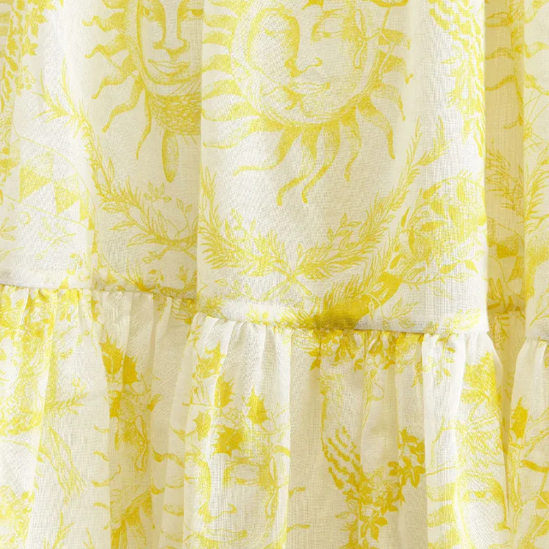 DIOR Dioriviera Mid Length Skirt Casual Long Skirt Women's Yellow-4