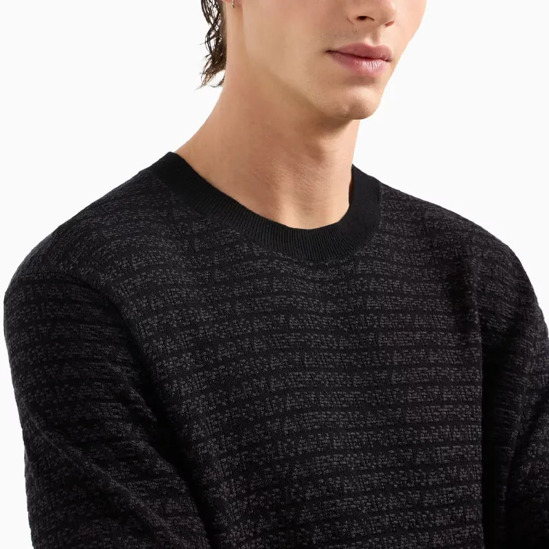 EMPORIO ARMANI Asv Lyocell blend Jumper With Lettering Intarsia-6