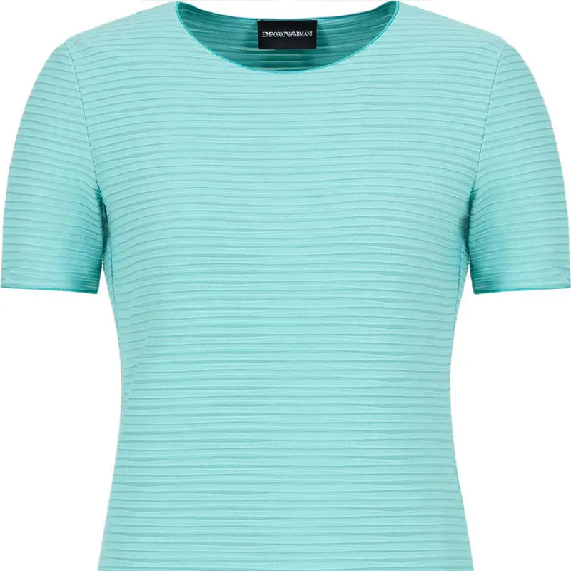 EMPORIO ARMANI Stretch Jersey Short sleeved Jumper With An Embossed Irregular Knit-4