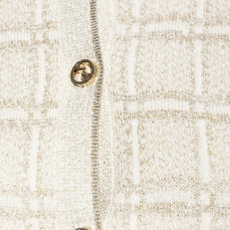 GUCCI Lamé Check Jacquard Cardigan-1