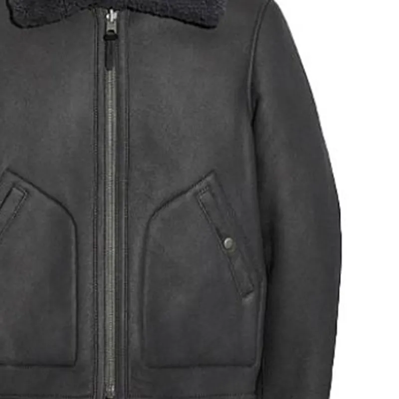COACH Leather Jackets Men Charcoal Black-4