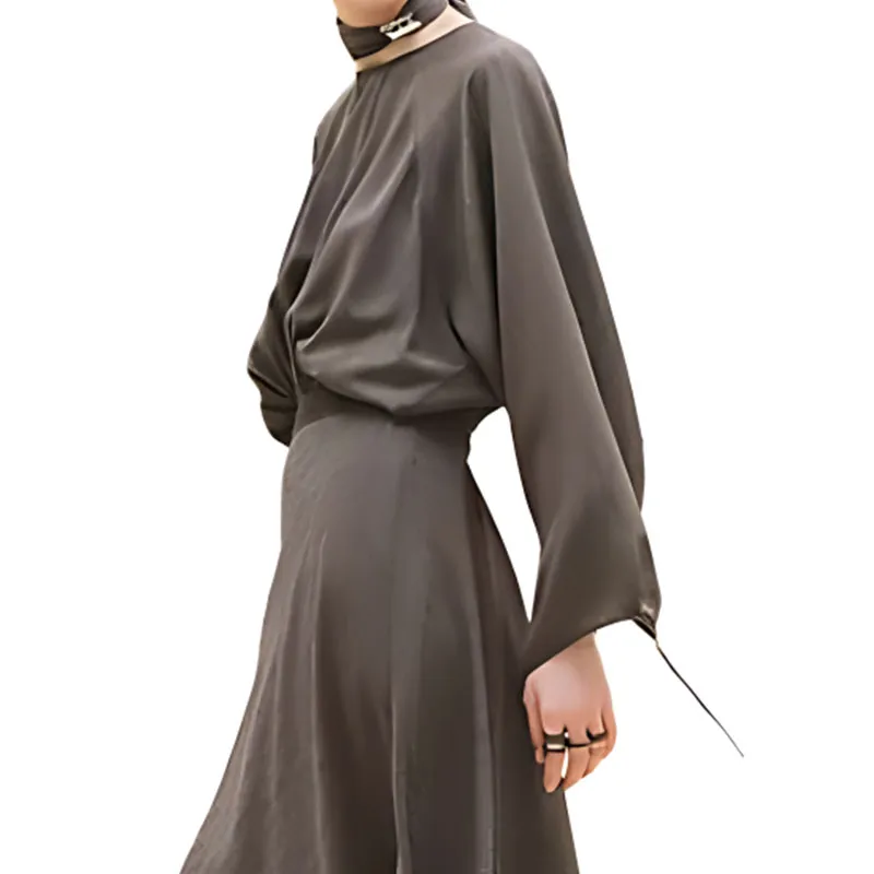 HERMES Long Sleeved Dress Women's Gray-4