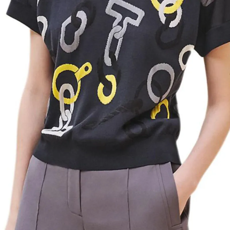 HERMES Sweater Women's Blue Black-4