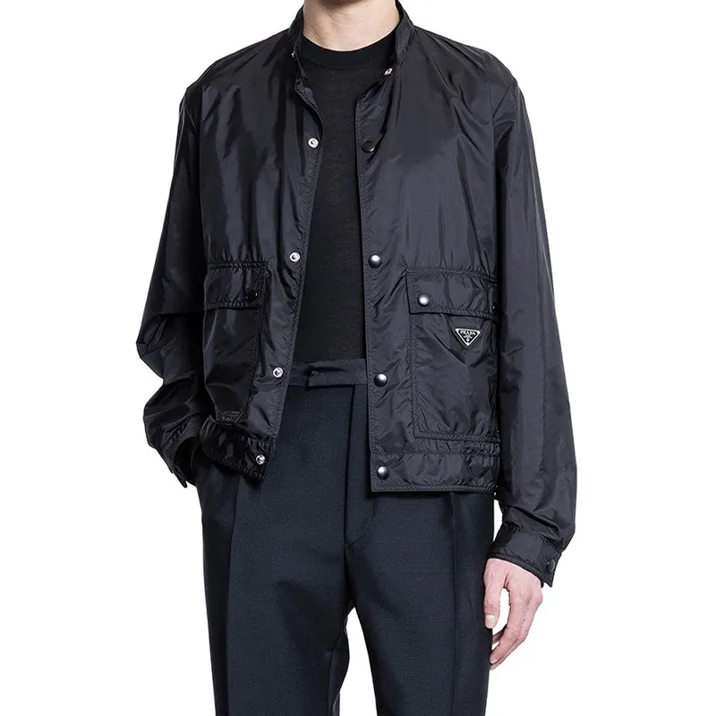 PRADA Logo Plaque Long Sleeved Jacket-4