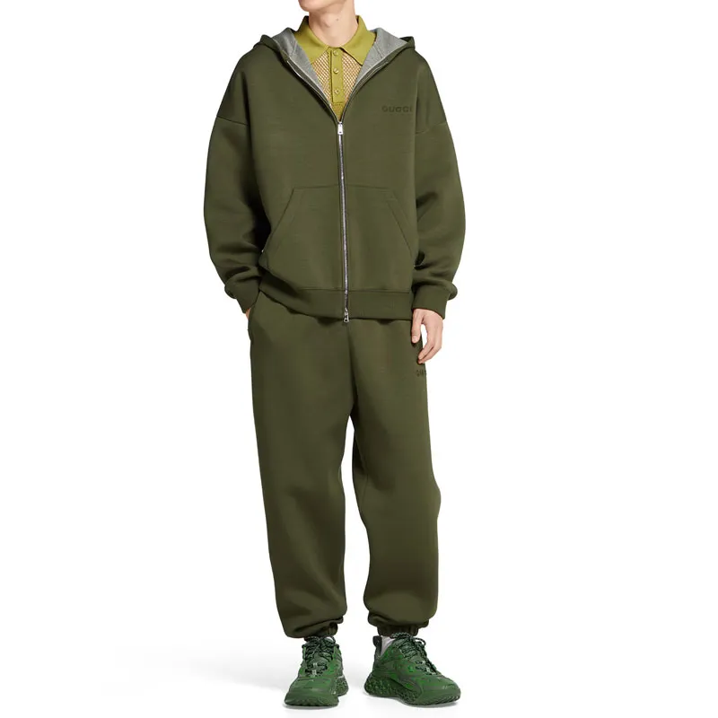 GUCCI SS25 Knitted Sports Pants Men's Dark Green-3