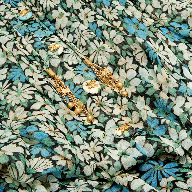 CELINE All Over Floral Patterned Gathered Dress-4