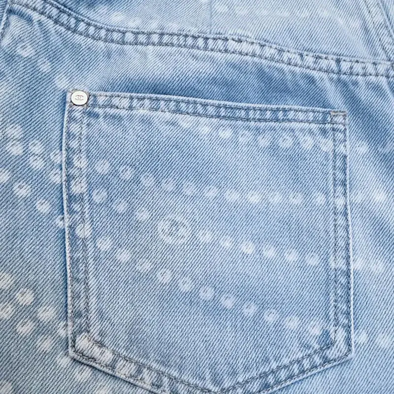 CHANEL 25P Spring Summer Preview Collection Jeans Women's Blue White-3