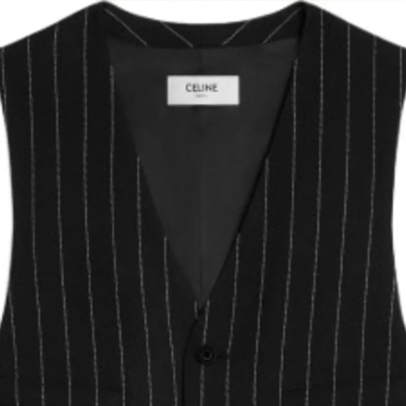 CELINE Vest In Wide Pinstripe Virgin Wool-4