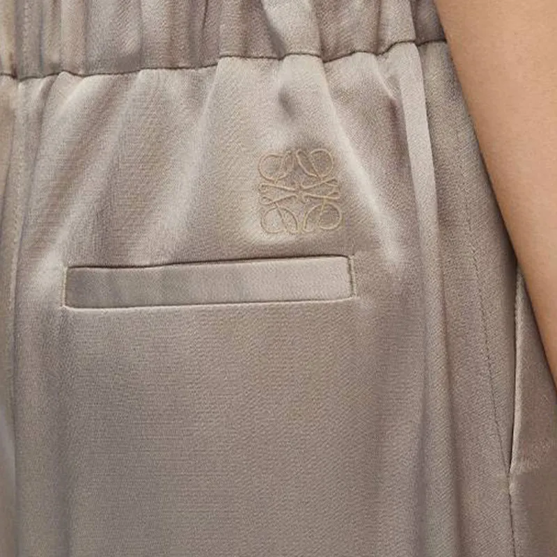 LOEWE Anagram embroidered Satin Trousers-3