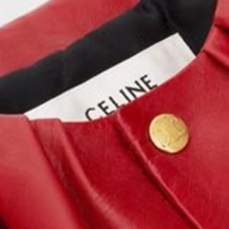 CELINE Leather Jackets Women's Red-4