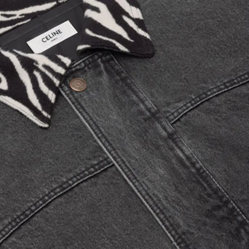 CELINE Denim Jackets Men Gray Black-6