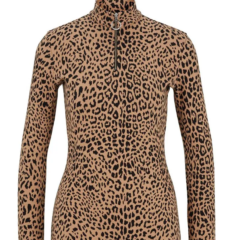 HUGO BOSS Long Sleeved Dresses Women's Brown-4