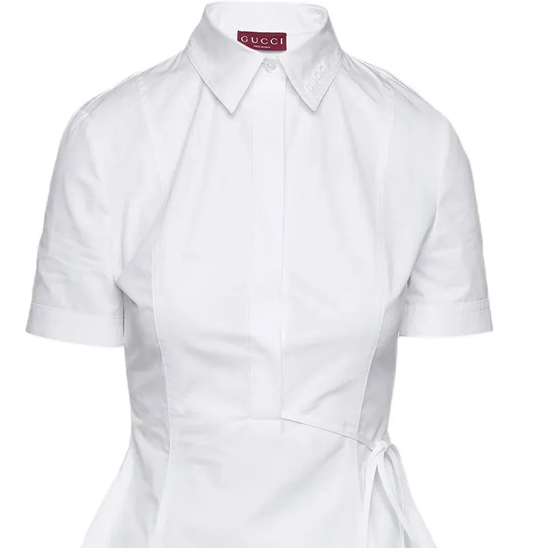 GUCCI Short Sleeved Dress Women's White-4