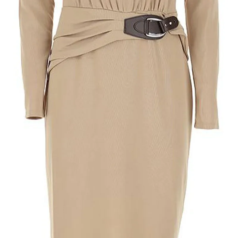 Polo Ralph Lauren FW22 Long Sleeved Dress Women's Earth Yellow-4