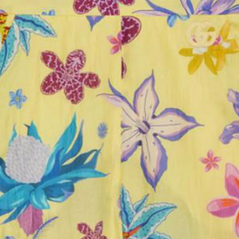 GUCCI Floral Print Lace Shorts Bright Yellow-5