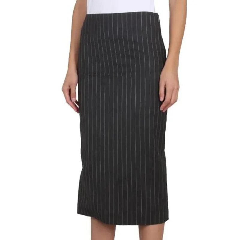 VERSACE Pinstripe High Waist Midi Skirt-4