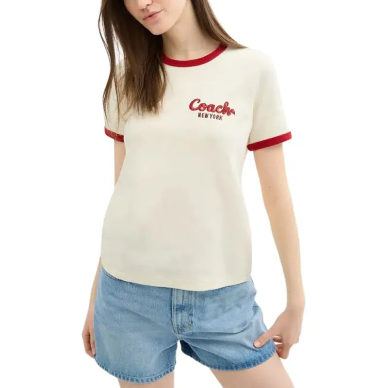 COACH T Shirts Women's Beige-4