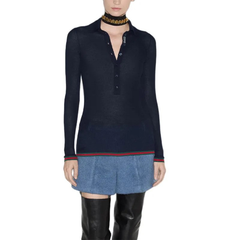 GUCCI SS24 Cashmere Sweater Women's Marine Blue-3