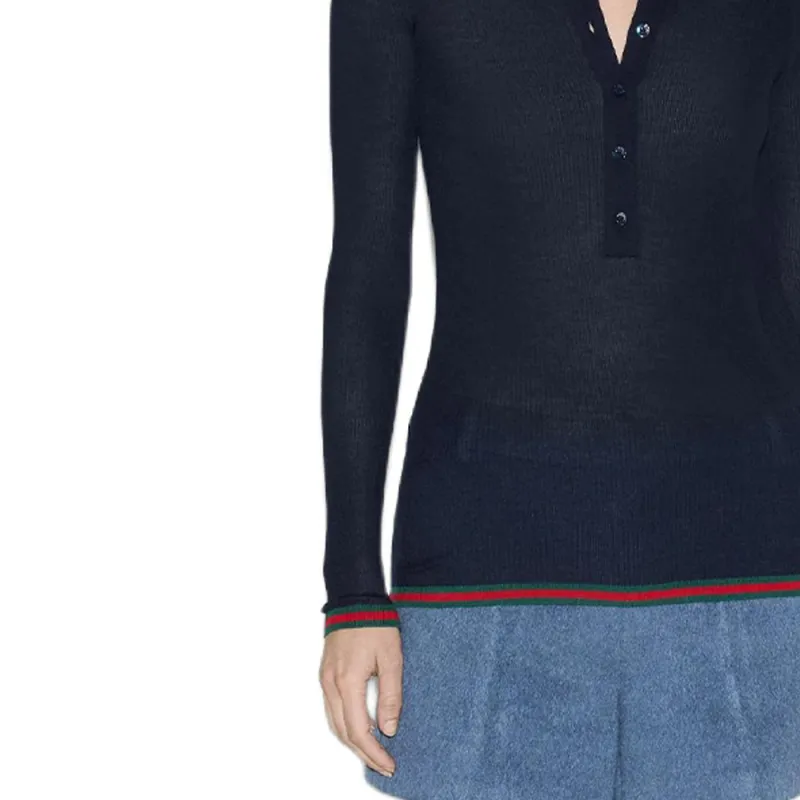 GUCCI SS24 Cashmere Sweater Women's Marine Blue-4