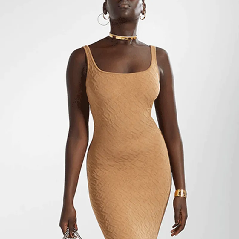FENDI X Skims 2010s Logo jacquard Midi Dress-5