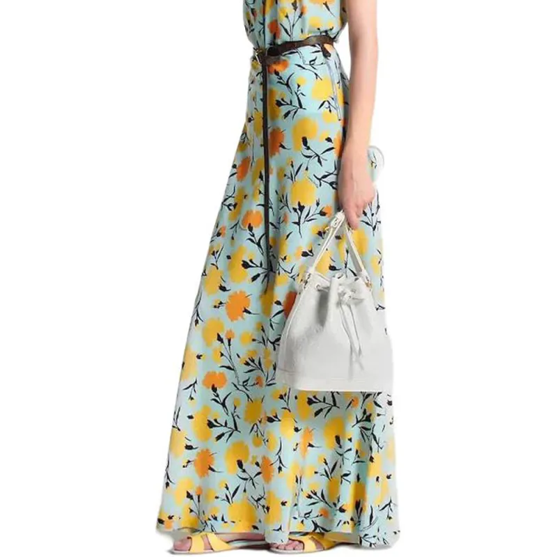LOUIS VUITTON Carnation Print Flared Maxi Skirt-4