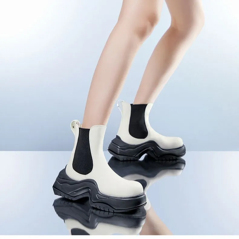 CHERYKALLY 12cm Ankle Boots 6cm Women's White Black-6