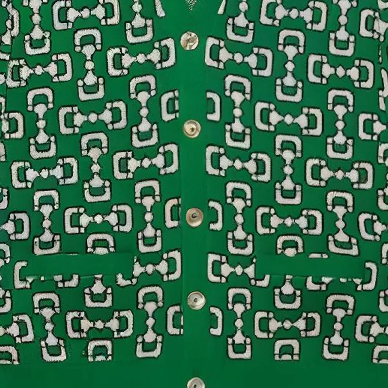 GUCCI Horsebit Cotton Piquet Cardigan Knitwear Men's Green-4