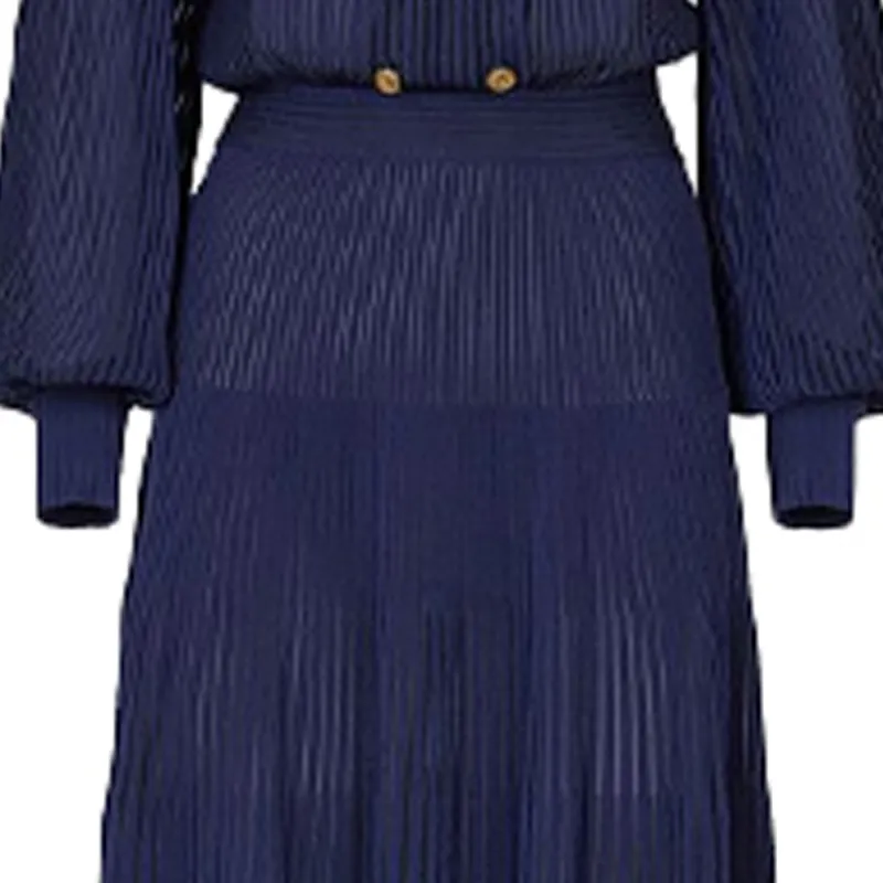 FENDI Long Sleeved Dresses Women's Blue-4