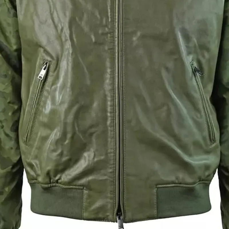 EMPORIO ARMANI Leather Jacket Men's Green-3