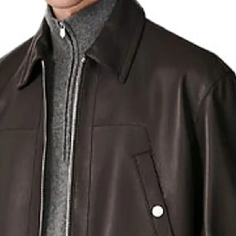 HERMES Leather Jackets Men Dark Brown-2