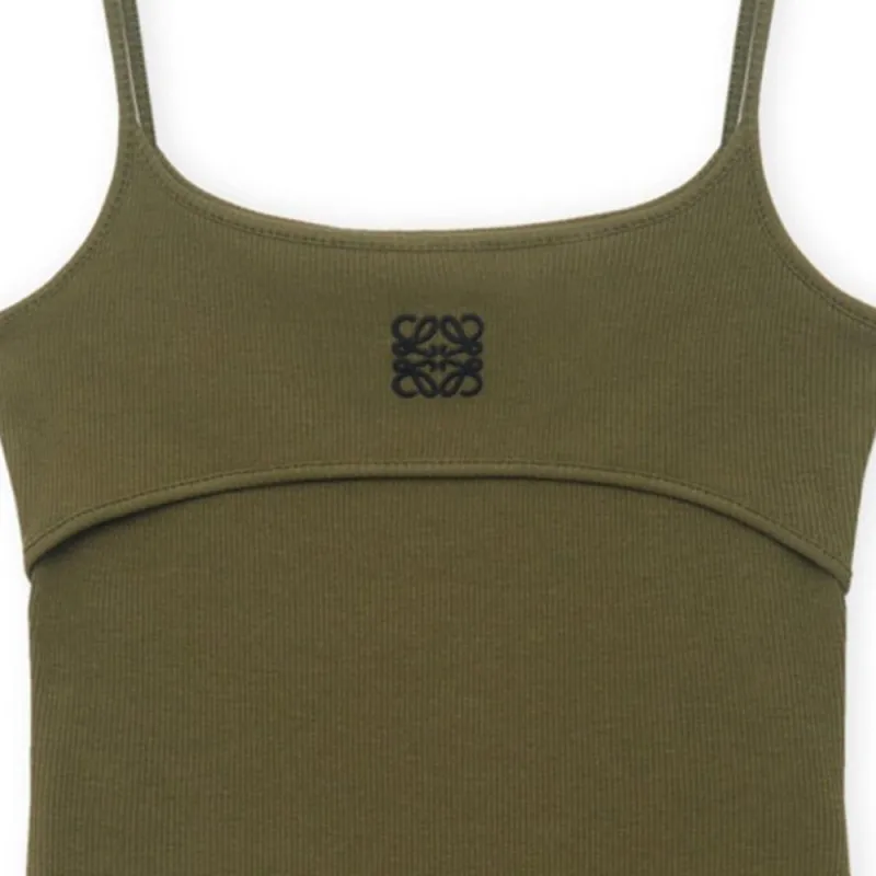 LOEWE Anagram Strappy Top 'Khaki Green'-4