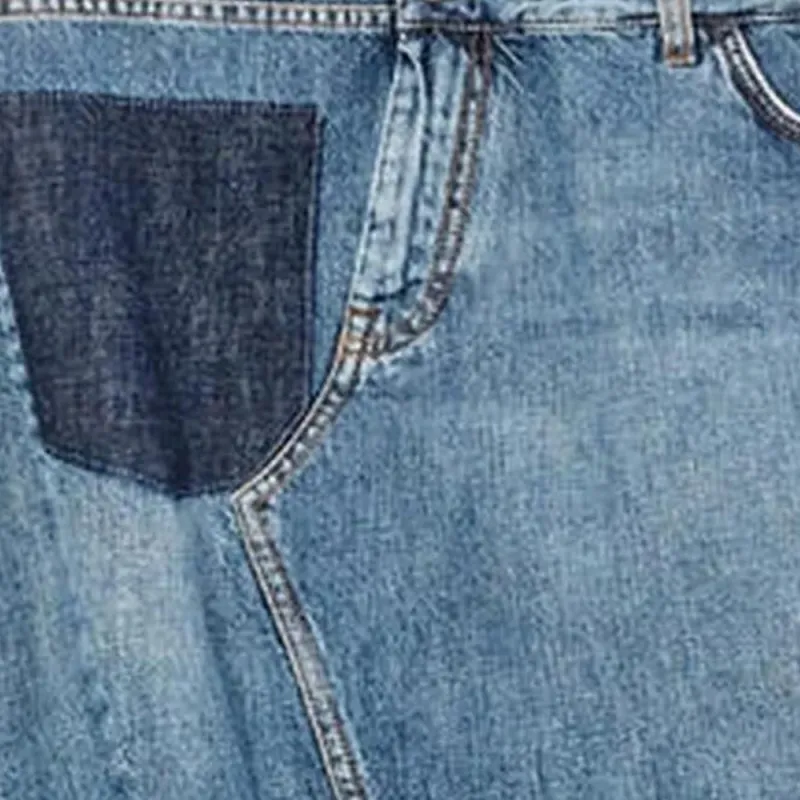 LOEWE Satin Panel Denim Skirt 'Blue Denim'-4