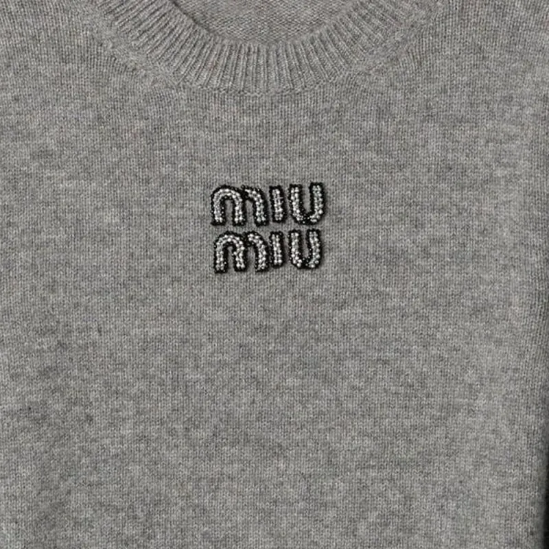 MIU MIU SS24 Cashmere Sweater Women's Gray-5
