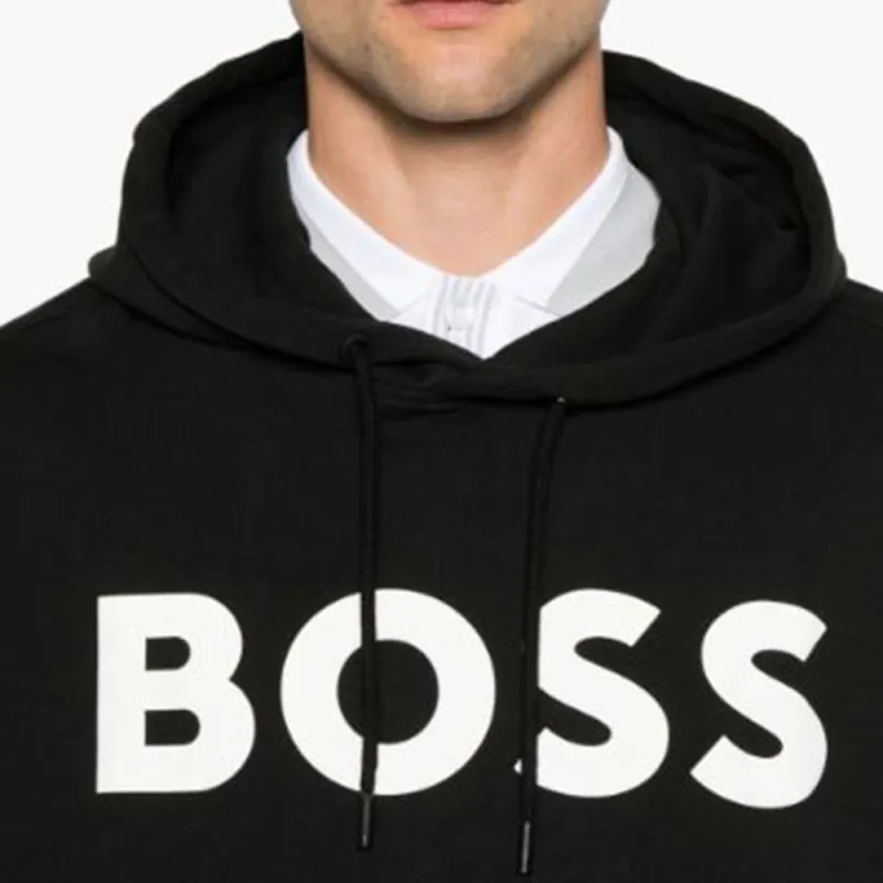HUGO BOSS Logo Printed Drawstring Hoodie-4