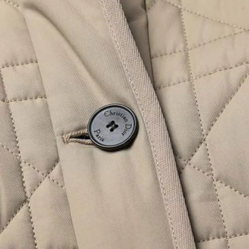 DIOR Puffer Jacket Coat Women's Beige Khaki-3