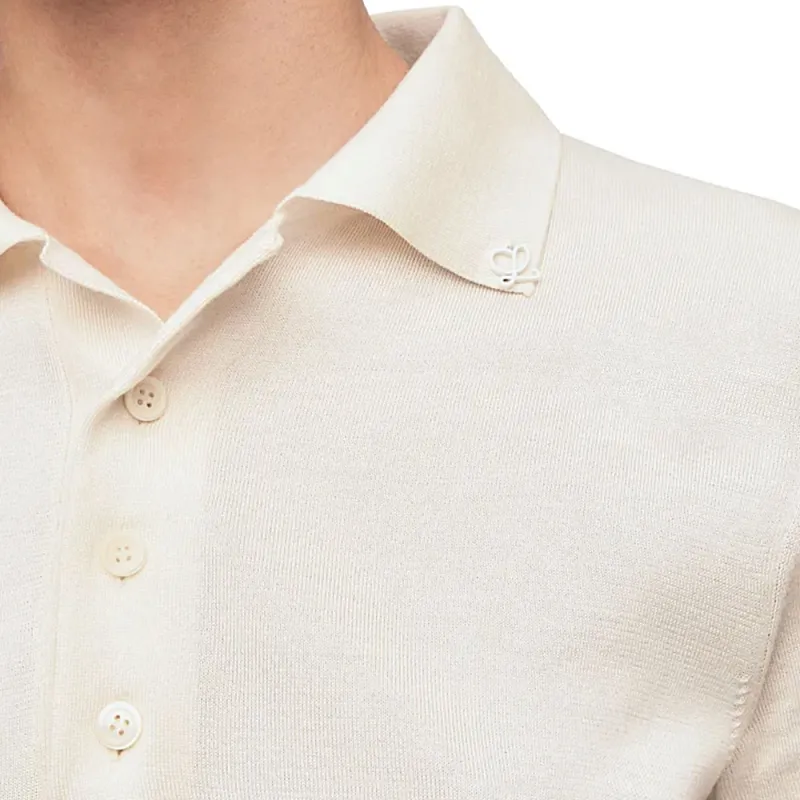 LOEWE Cropped Silk Polo Sweater White-3