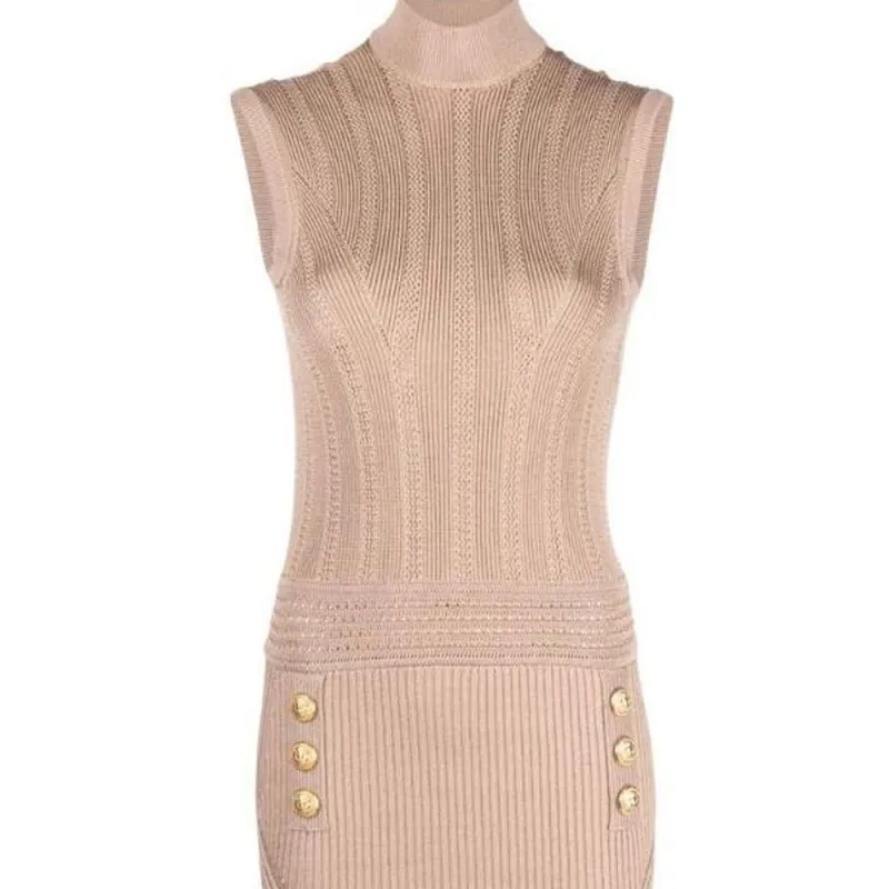 BALMAIN Sleeveless Dresses Women's Camel Brown-1