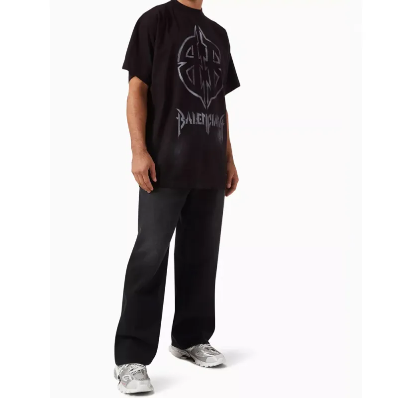 Balenciaga Bb Logo Printed Crewneck T Shirt-4