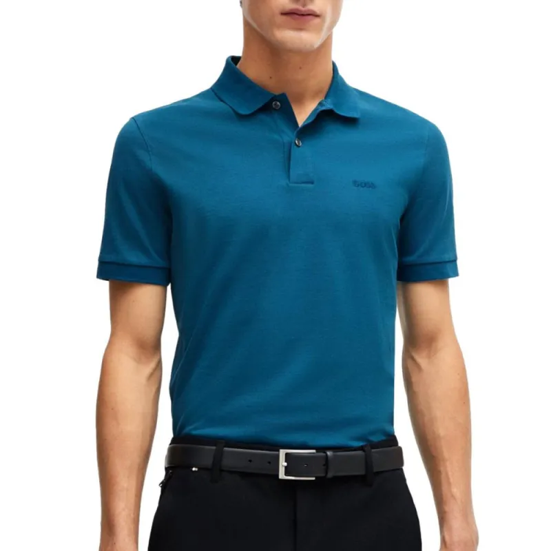 HUGO BOSS Logo embroidered Cotton Polo Shirt-2