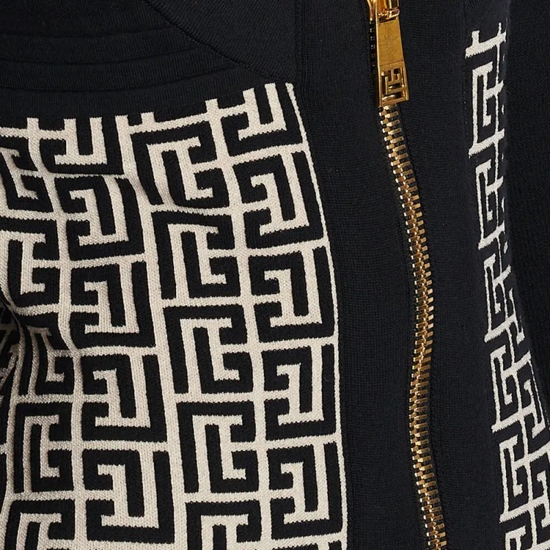 BALMAIN Monogrammed Bodycon Knitted Dress-5