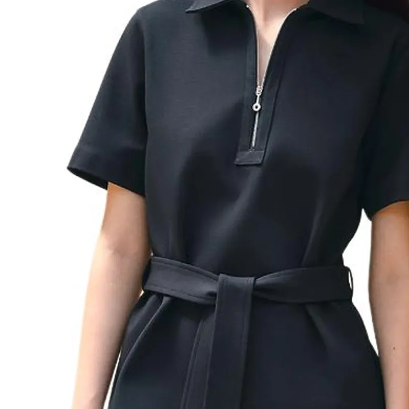 HERMES SS24 Short Sleeved Dress Women's Black Blue-2
