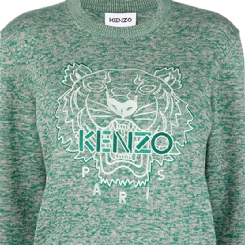 KENZO Classic Tiger Head Sweaters Women's Green-5