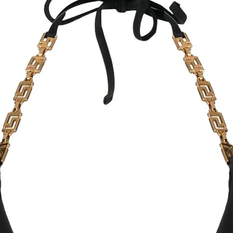 VERSACE Greca Chain Bikini Top 'Black'-3