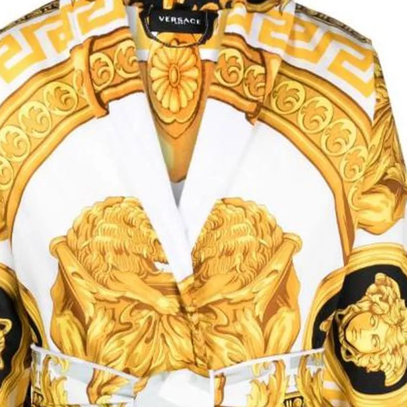 VERSACE Barocco print Belted Coat-4