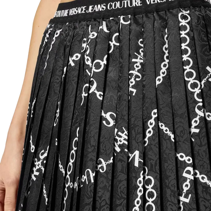VERSACE Chain link Print Pleated Skirt-1