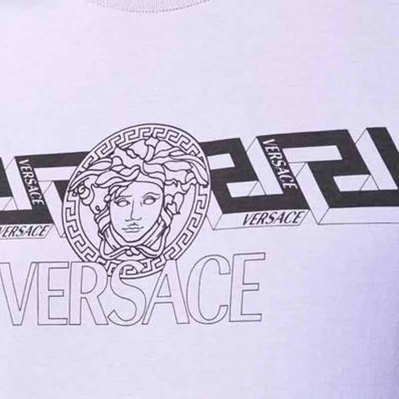 VERSACE Men New Logo Tee Lilac & White-4